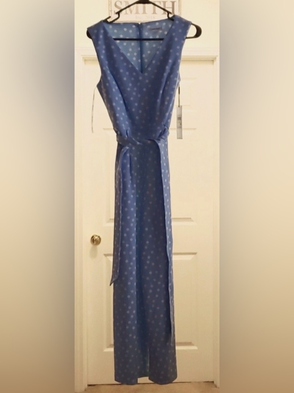 NWT Calvin Klein Blue Polka Dot Jumpsuit Romper Belted Size 4